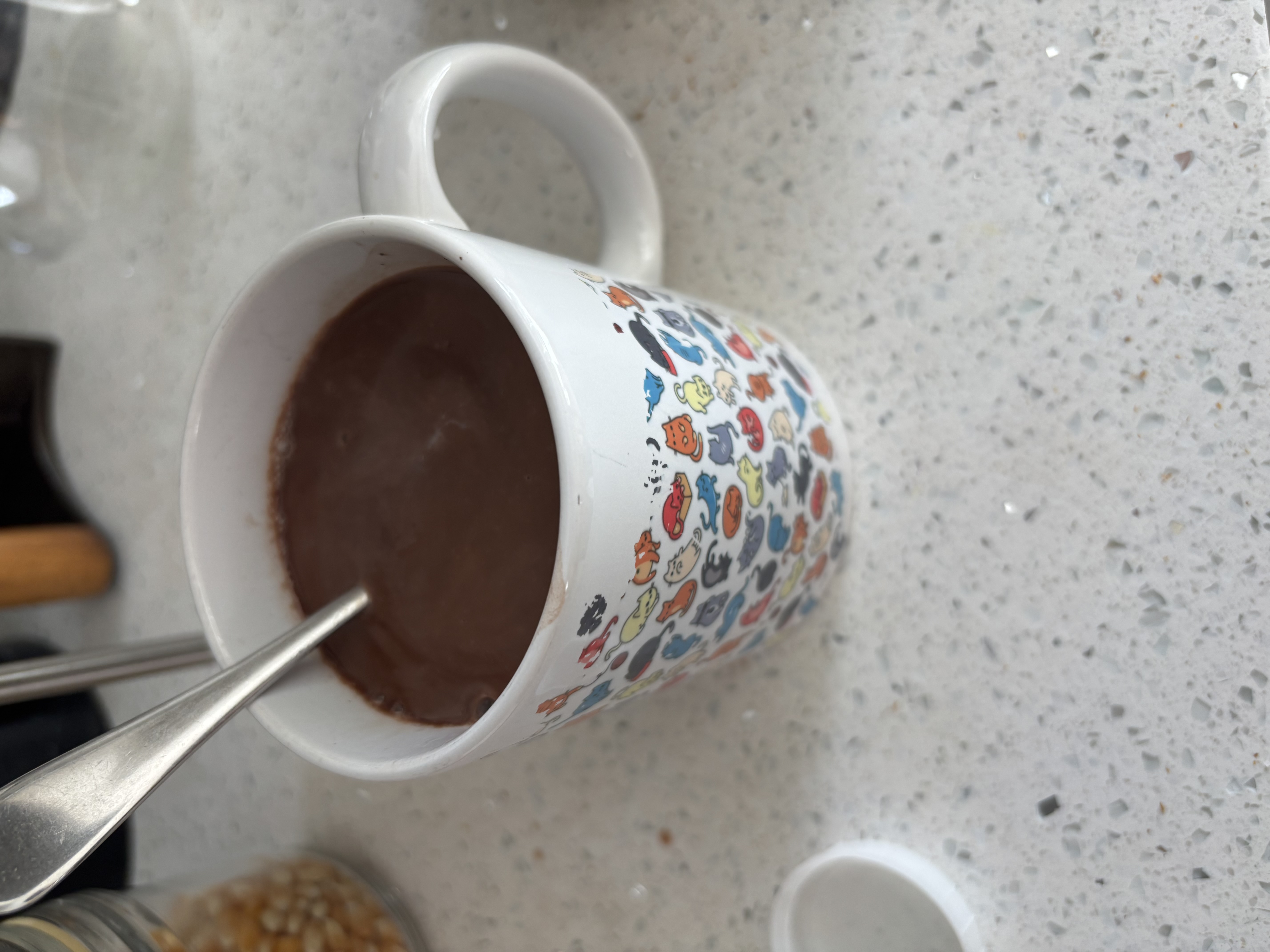 Finished hot chocolate in the Mr Men mug